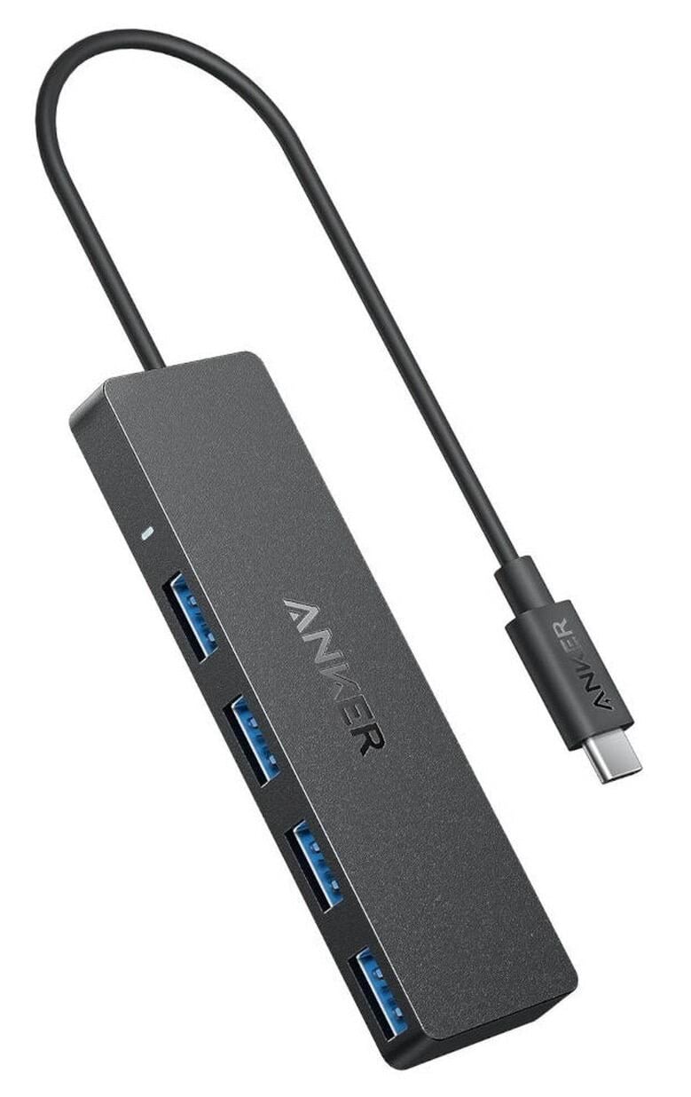 Anker USB-C Data Hub (4-in-1 5Gbps) - Black USB hub - USB 3.1 - 4 ports - Sort