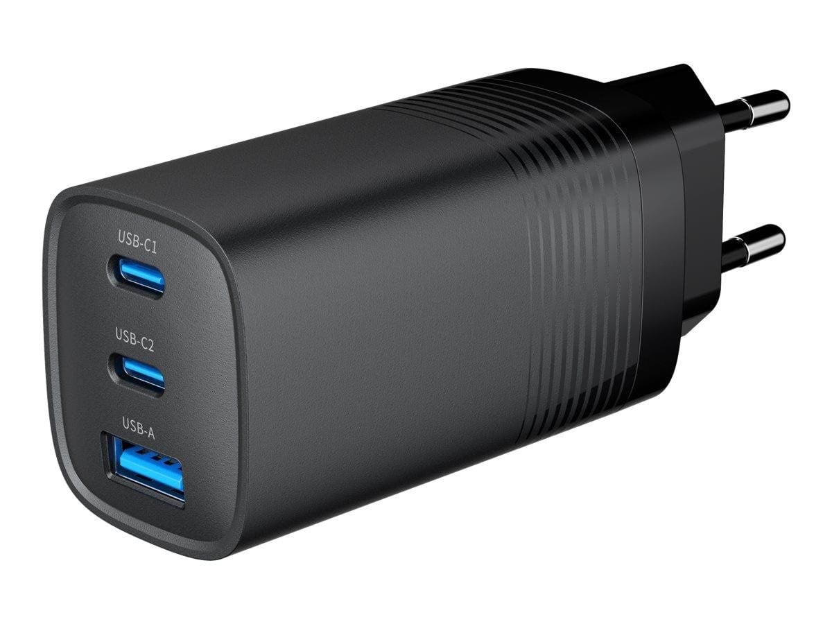 Gembird Universal GaN USB charger QC 3.0 & PD 65W 2-port - Black Mobil Oplader TA-UC-PDQC65-01-BK