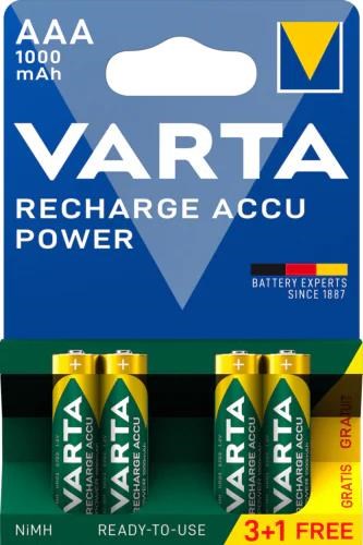 VARTA Recharge Charge Accu Power AAA 1000mAh 4-Pack (3+1) Batteri 5703301494