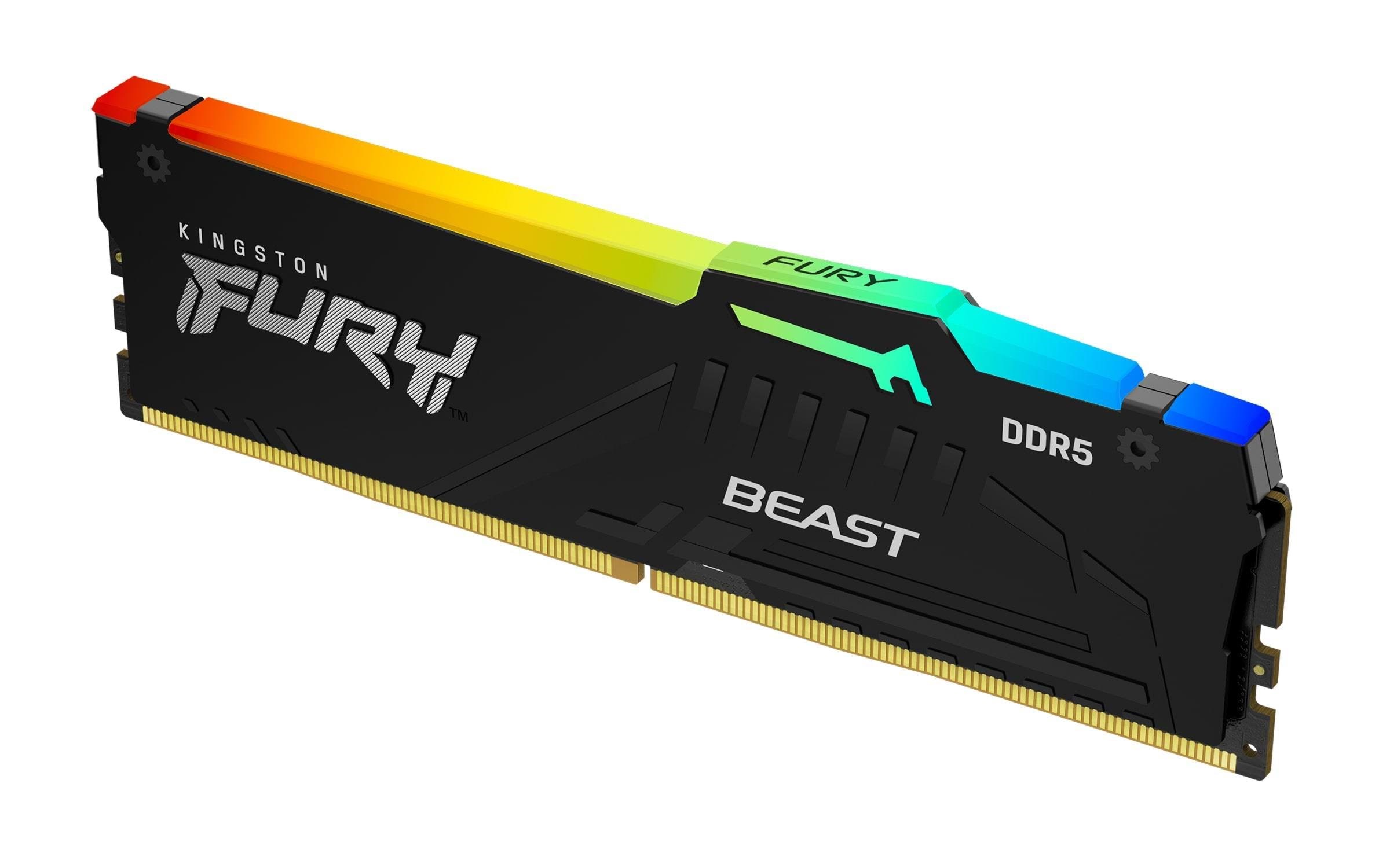Kingston FURY Beast RGB DDR5-6000 - 8GB - CL30 - Single Channel (1 pcs) - AMD EXPO & Intel XMP - Sort med RGB Ram KF560C30BBEA-8