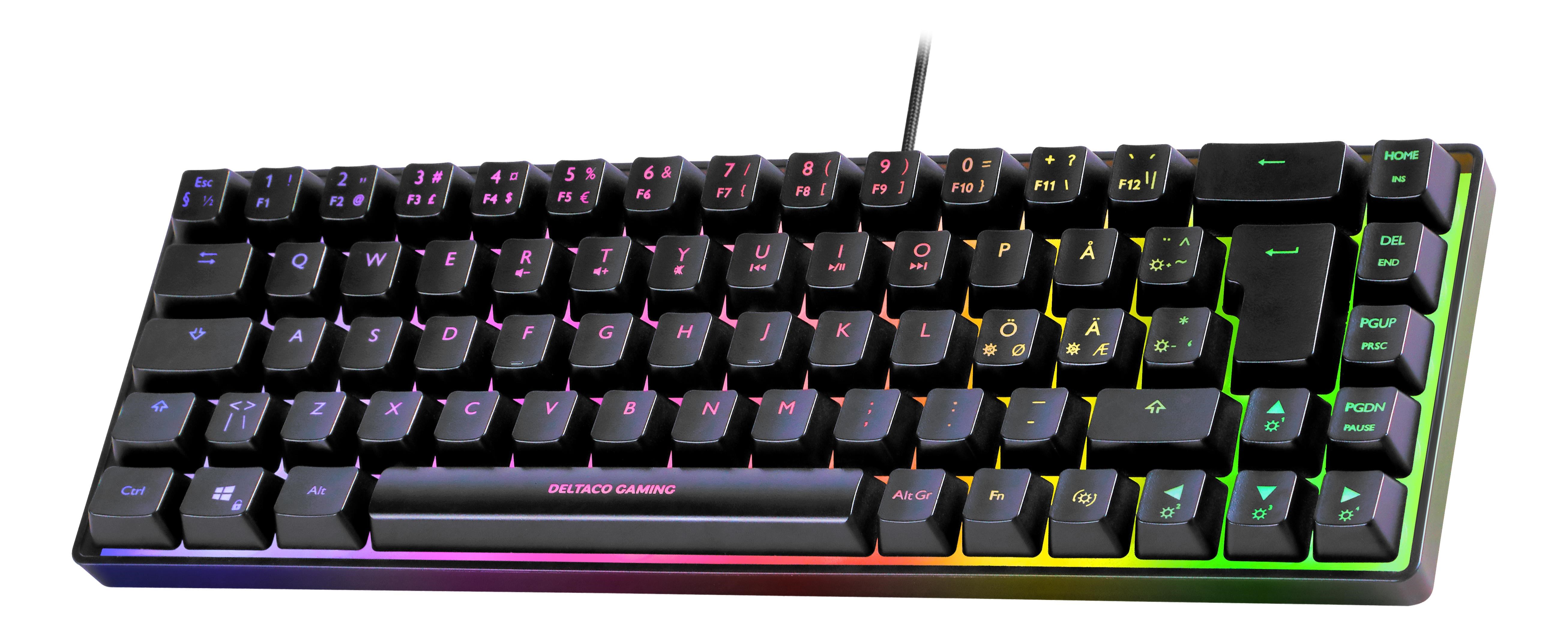 Deltaco GAMING DK240 Mini RGB Membrane Keyboard - Gaming Tastatur - Uden Numpad - Nordisk - Sort Tastatur GAM-158
