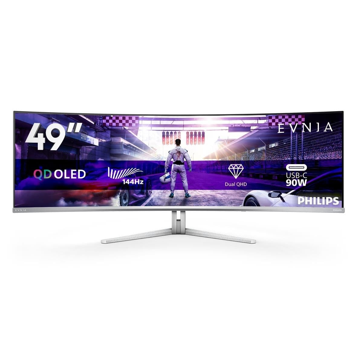 49" Philips Evnia 8000 49M2C8900L - 5120x1440 - 144Hz - QD-OLED - 90W USB-C - KVM switch Computerskærm White 49M2C8900L/00