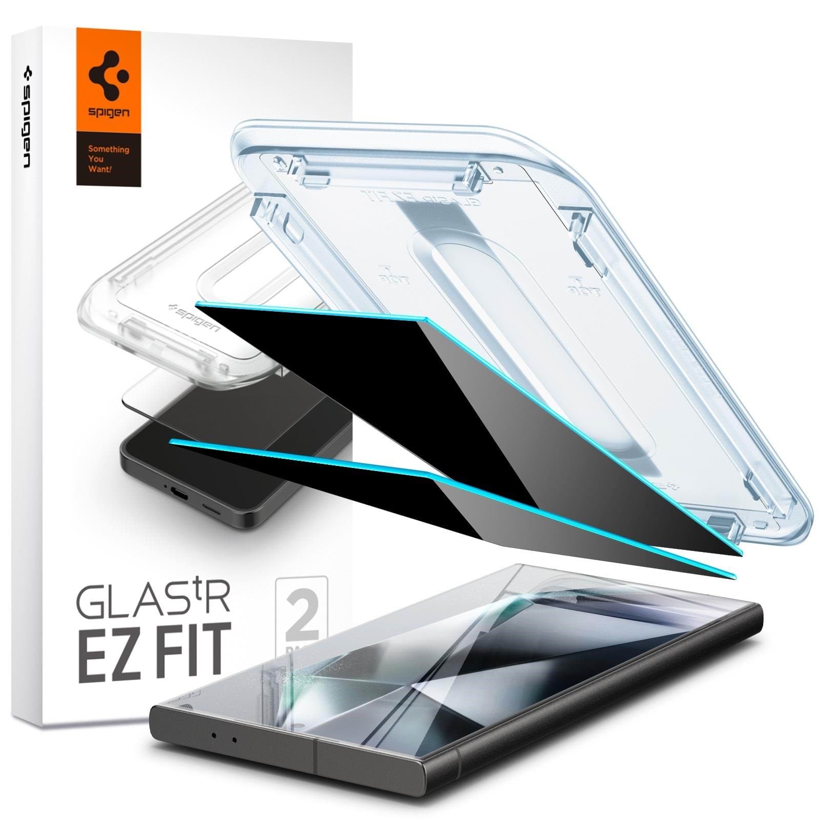 Spigen Glass tR EZ Fit (Privacy) 2 Pack - Samsung Galaxy S24 Ultra Beskyttelsesglas AGL07625