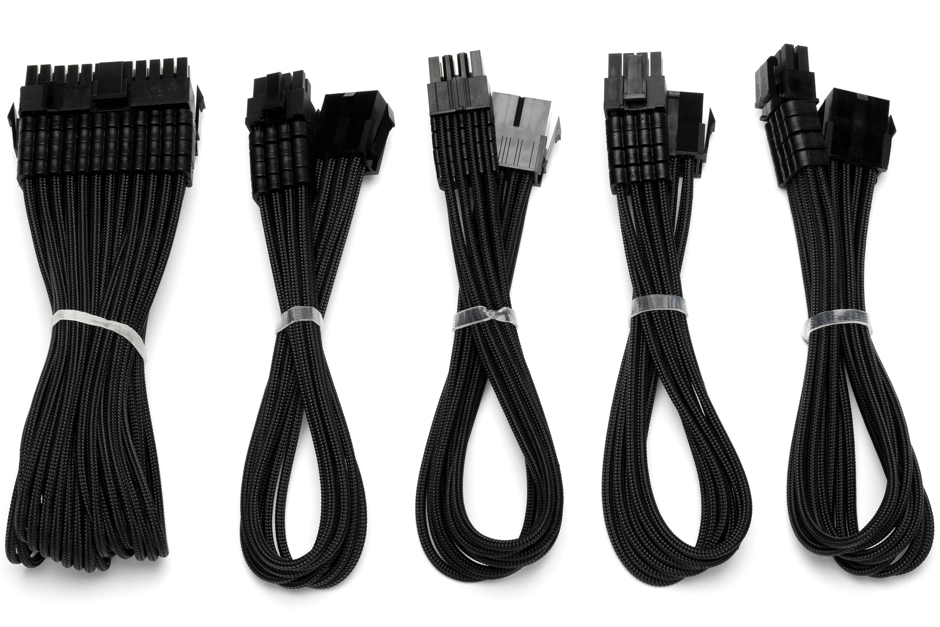 DUTZO Sleeved strøm forlængerkabel kit (v2) - Sort Strømkabel DSC-PCEV230CMBLK