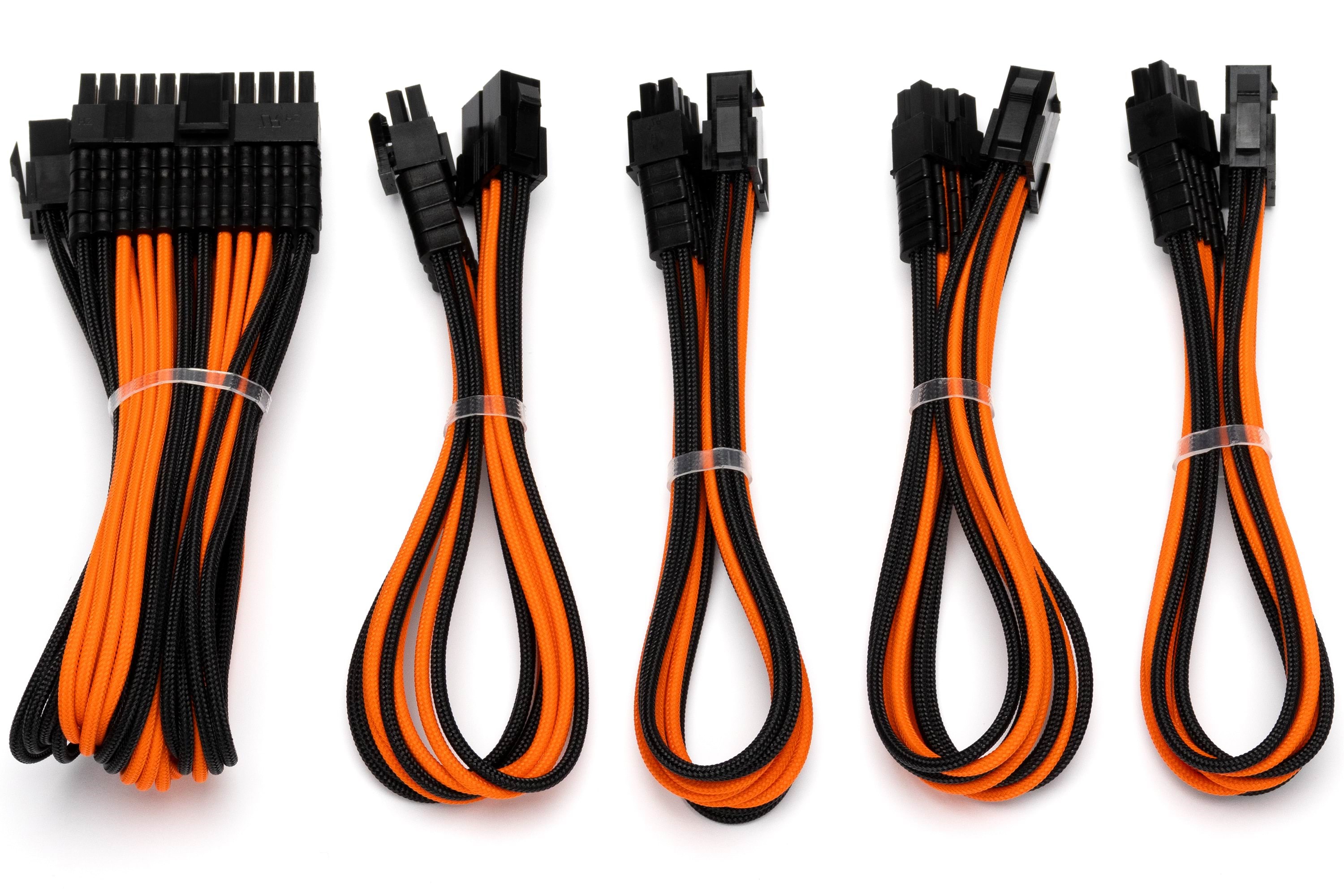 DUTZO Sleeved strøm forlængerkabel kit (v2) - Sort / Orange Strømkabel DSC-PCEV230CMBO