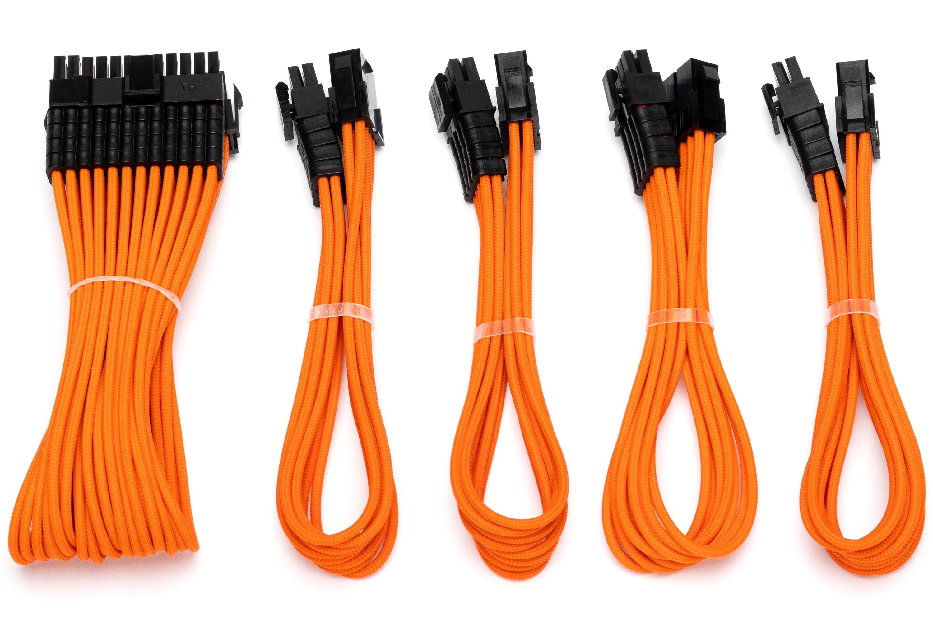 DUTZO Sleeved strøm forlængerkabel kit (v2) - Orange Strømkabel DSC-PCEV230CMORN