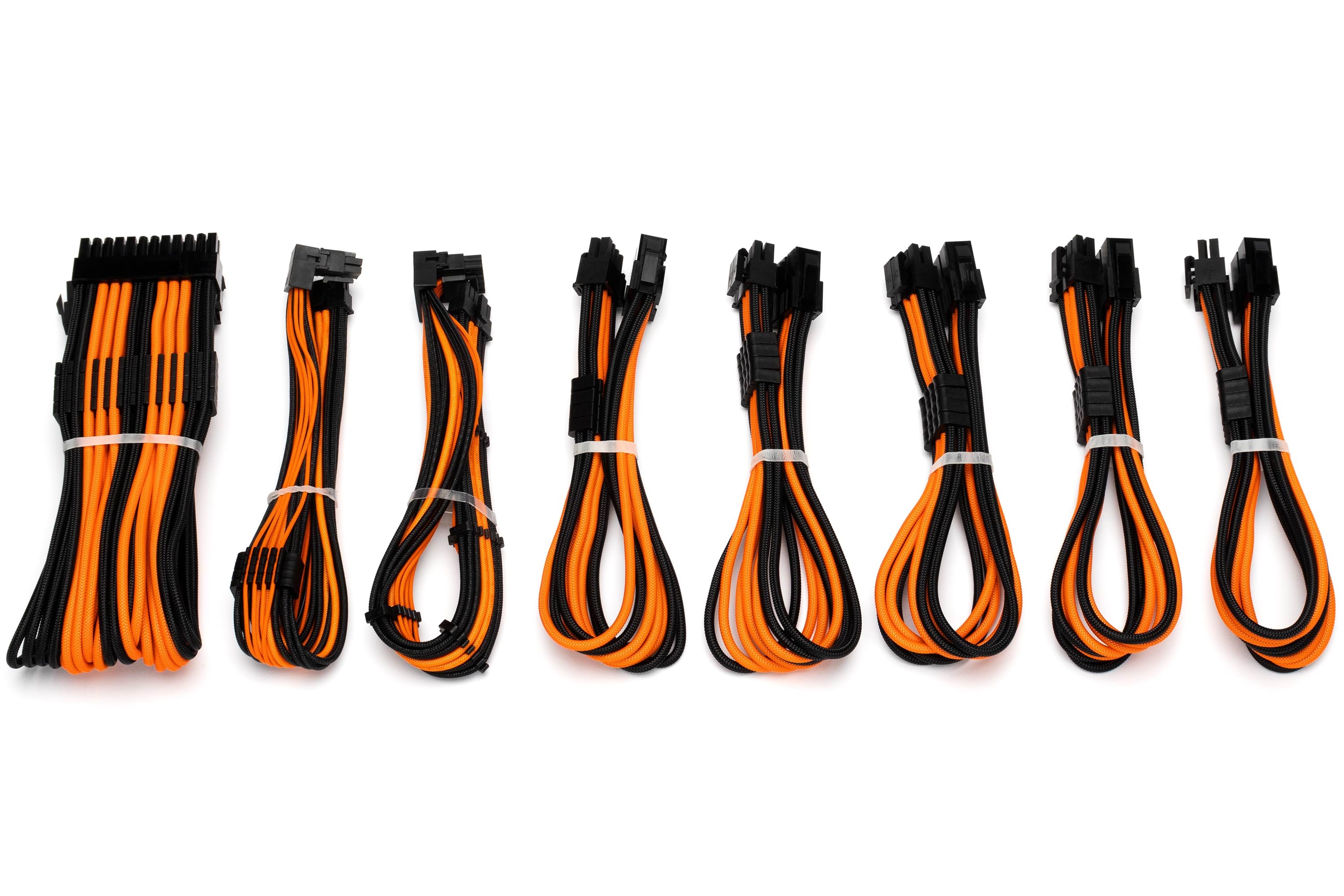 DUTZO Sleeved strøm forlængerkabel Pro kit - Sort / Orange Strømkabel DSC-PCEP30CMBO
