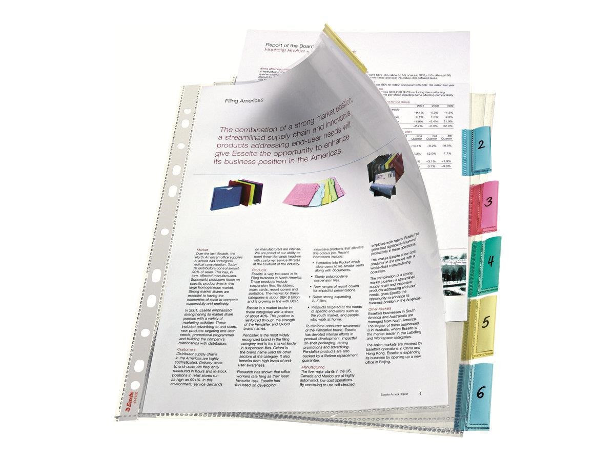 Esselte - L-shaped folder - 6 parts - for A4 Maxi - capacity: 30 sheets - tabbed - clear glass