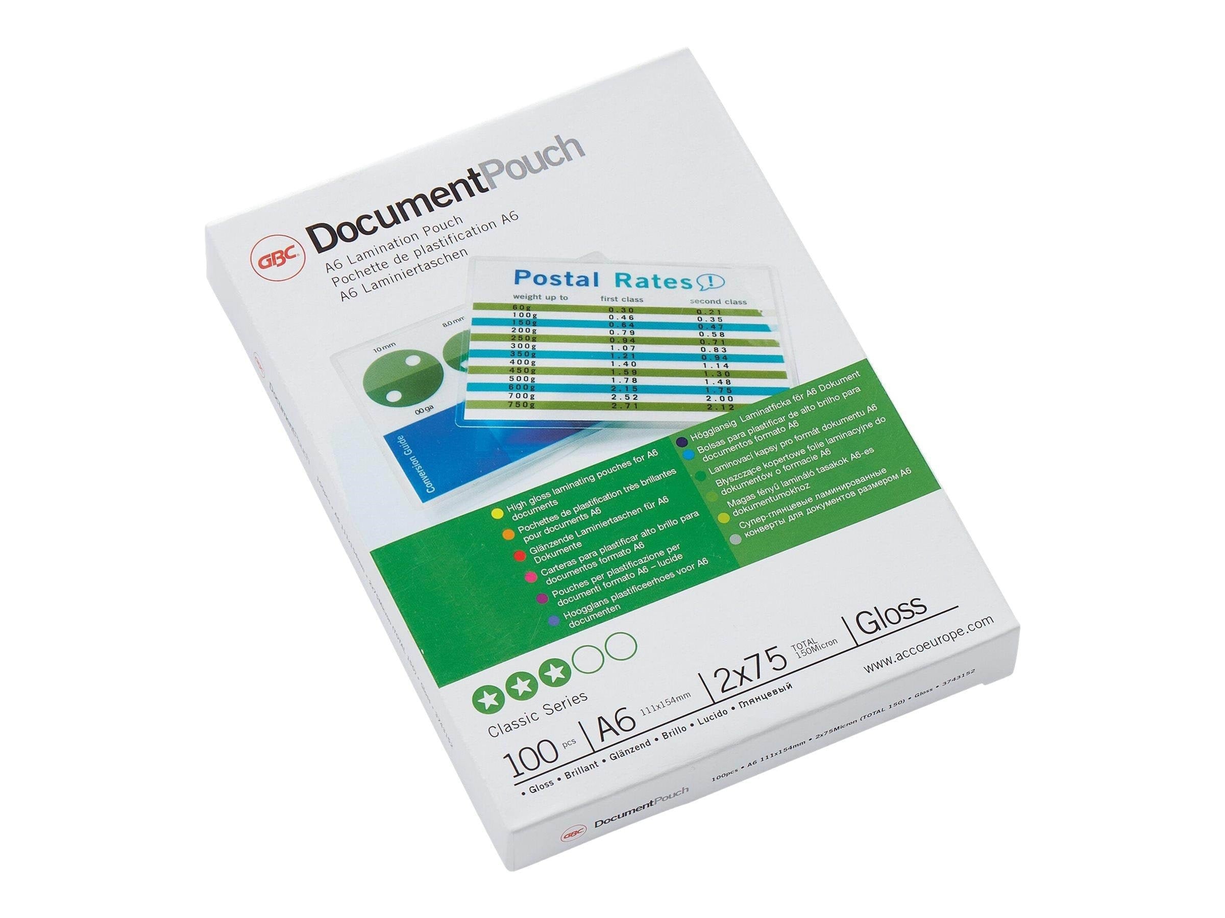 GBC Laminating Pouch - 100-pack - glossy - 111 x 154 mm - 75 g/m² - lamination pouches Laminering 3743152