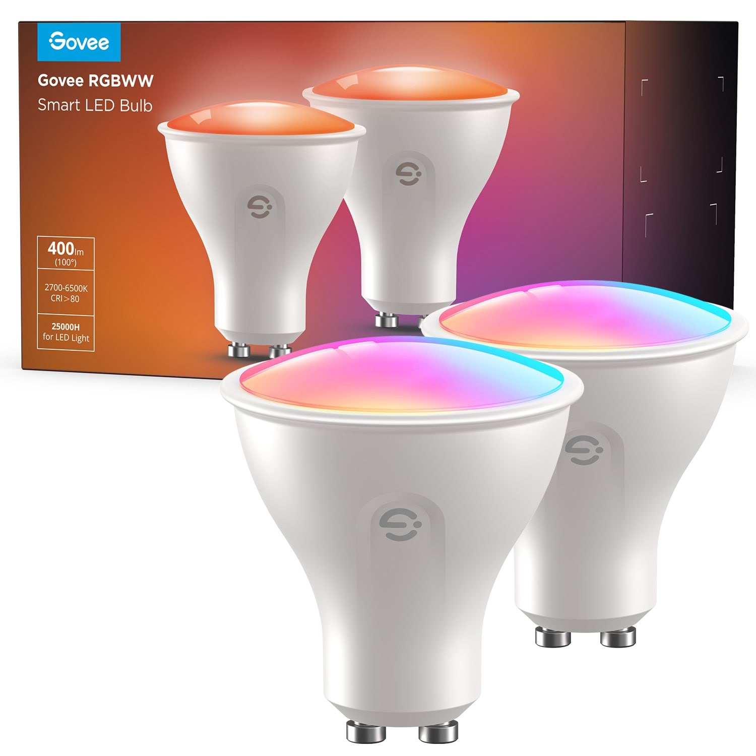 Govee GU10 Wif i& BLE RGBWW Bulb 400lm (2-pack) Smart Home B600D3C1