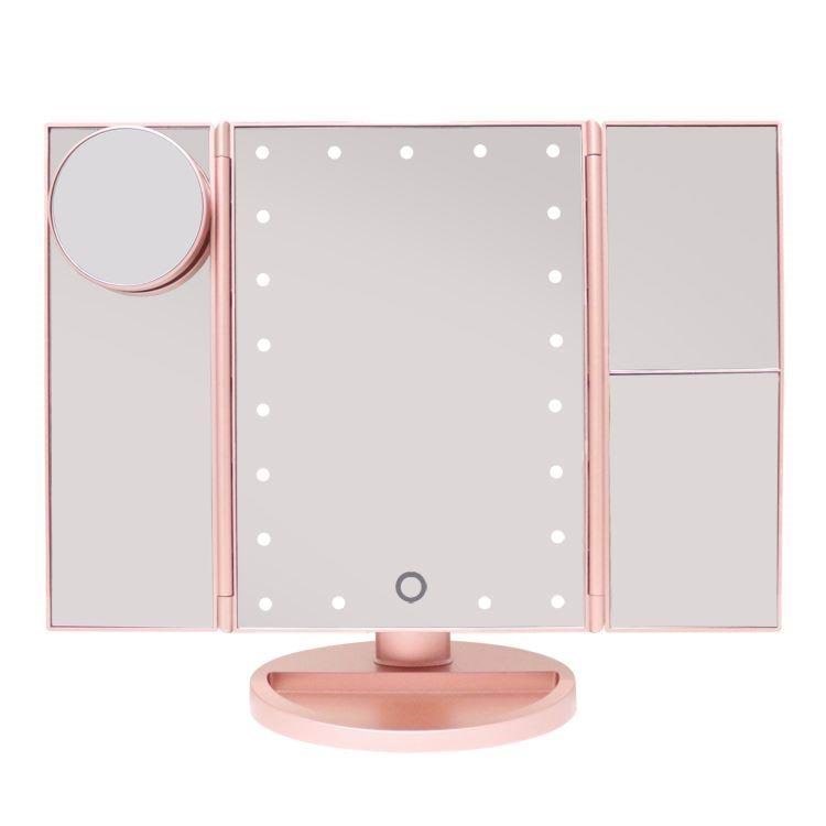 UNIQ Hollywood trifold make up spejl - rose gold Makeupspejl 4777-2