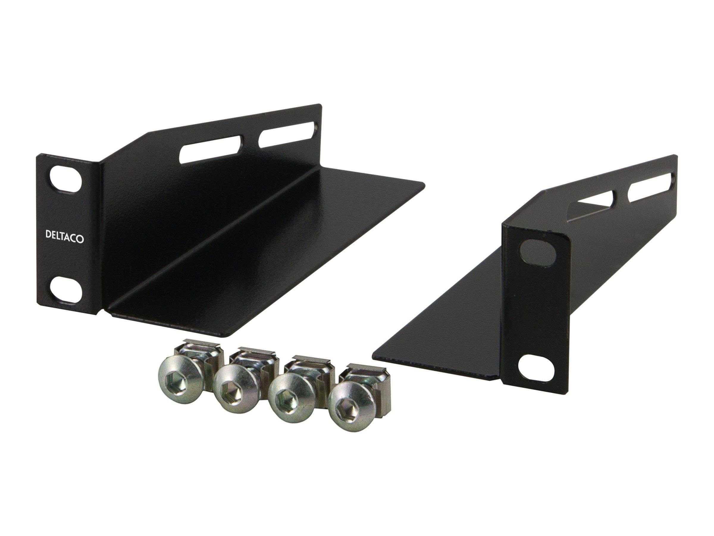 Deltaco L-support Rails 10" Cabinet 1U 136mm deep (2-Pack) Black Netværkstilbehør 10-33L