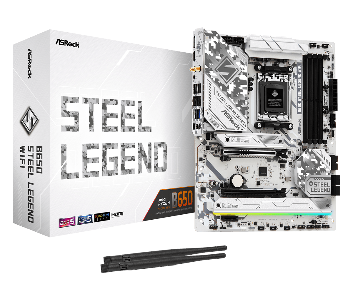 ASRock B650 STEEL LEGEND WIFI Bundkort - AMD B650 - AMD AM5 - DDR5 RAM - ATX Bundkort 90-MXBN90-A0UAYZ