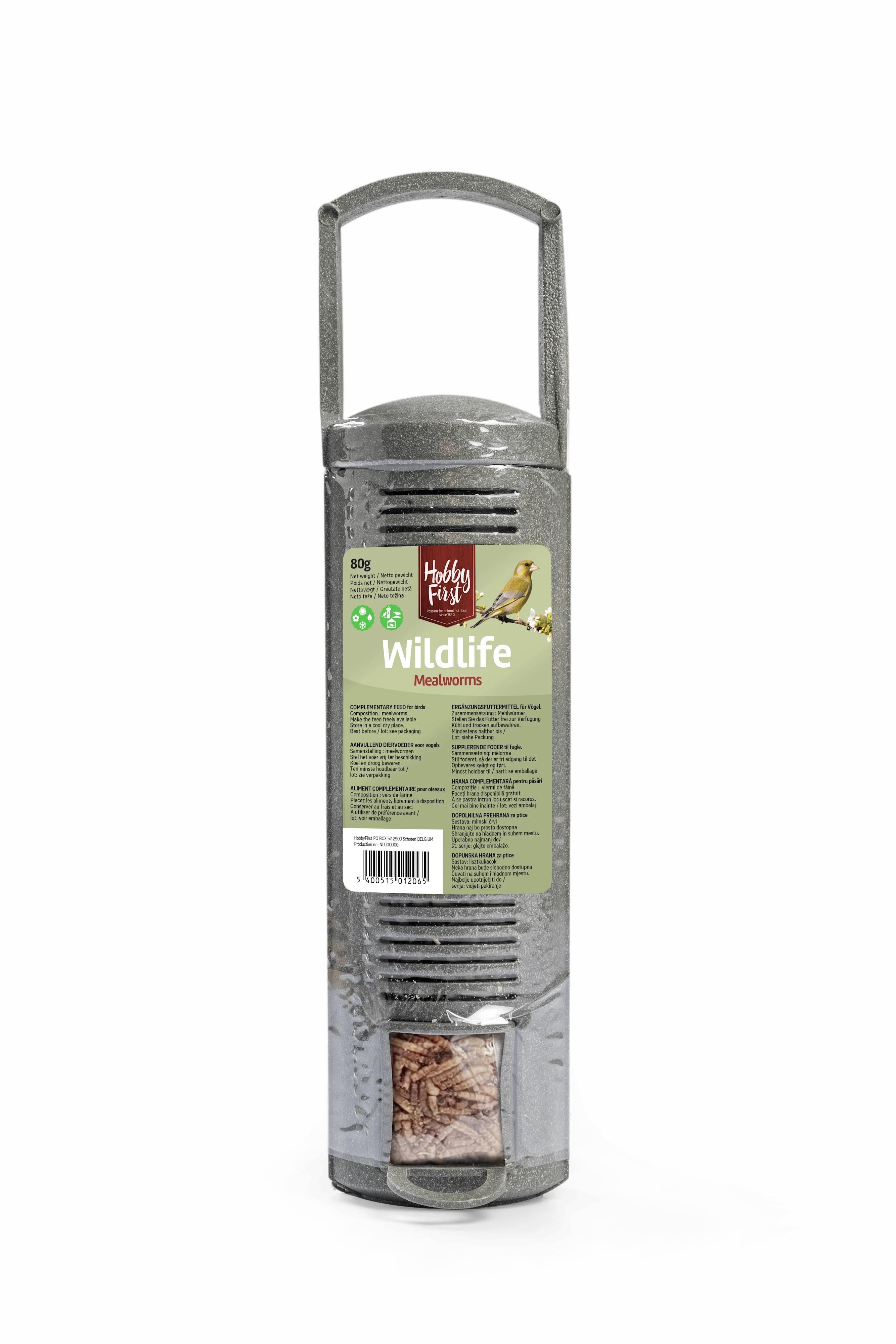 Hobby First WildLife Meelworms Feeder 80g Fuglefoder Snacks Vitaminer 690013