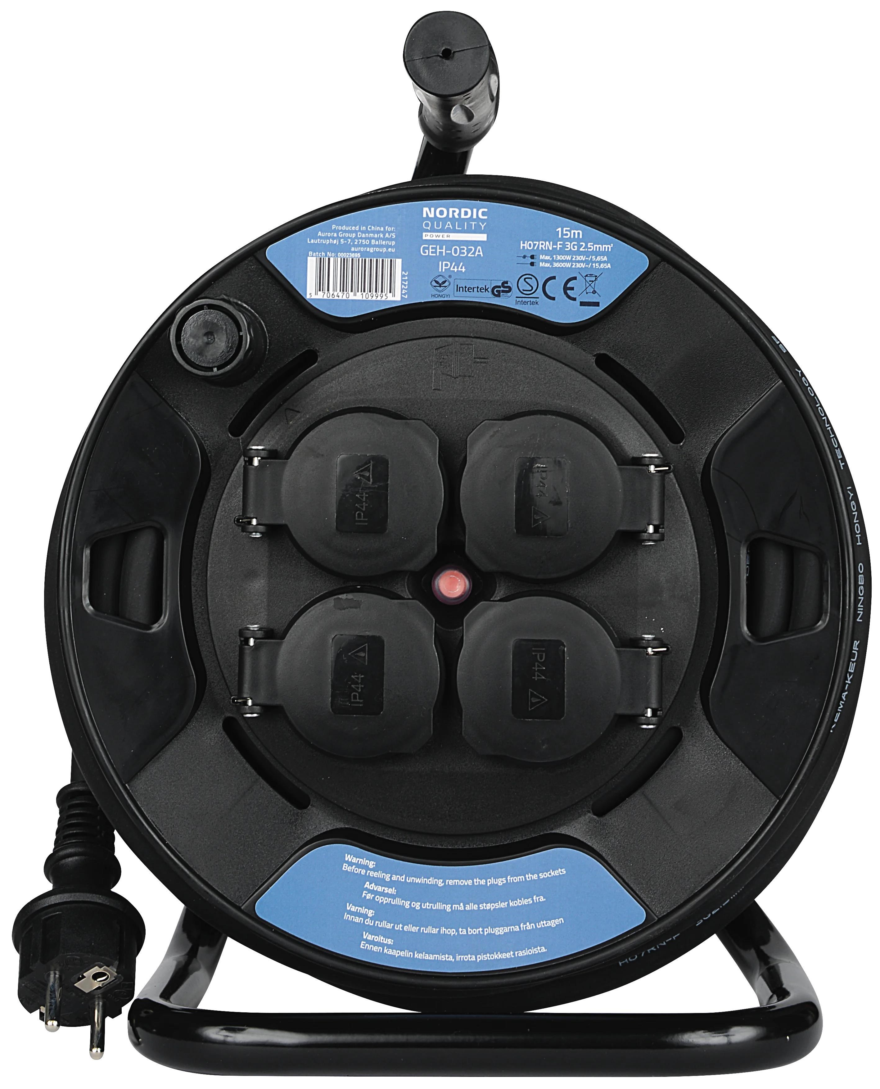 Nordic Quality Cable Drum Safety plug H07RN-F 3x2.5mm² 15m Kabeltromle GEH-032A
