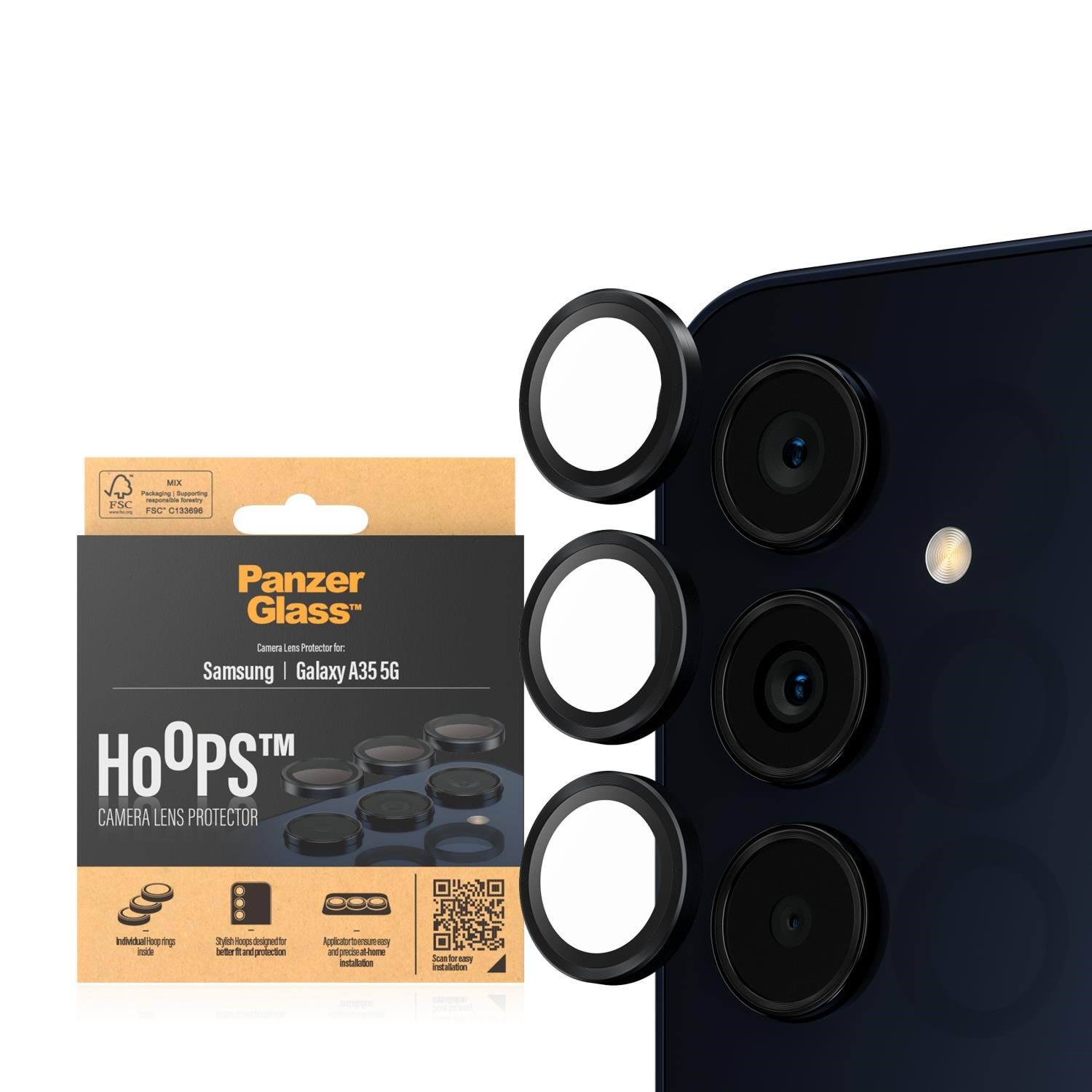 PanzerGlass Hoops Camera Lens Protector Samsung Galaxy A35 5G | Black Mobil Tilbehør PANZER1226