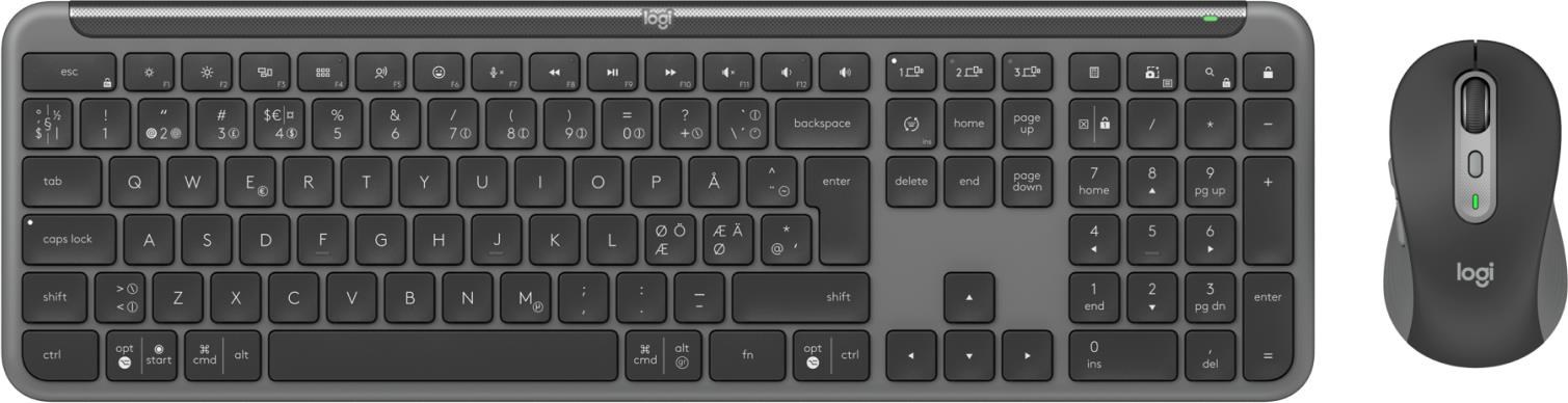 Logitech Signature Slim Combo MK950 for Business - Tastatur & Mus sæt - Nordisk - Grå