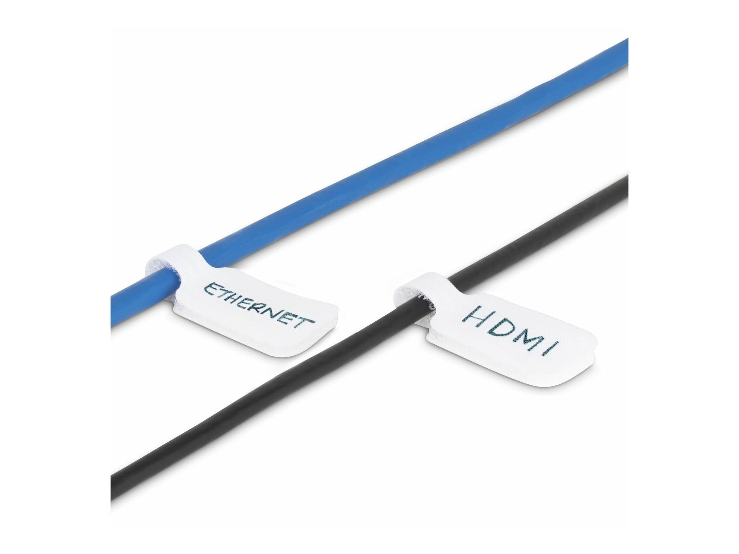 StarTech.com 3.5in (9cm) Cable Labels 100 Pack White Cable/Cord Tags (CABLE-TAG-HLWH) - cable identification labels - hook-to-hook fastener write-on 