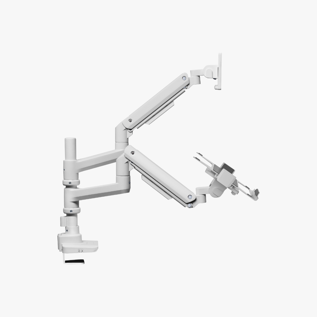 Alterzone Arm Luxe Heavy-duty Enkelt Monitor Arm med Laptop Bakke, Hvid Skærmholder ALZARMLXLT-DW