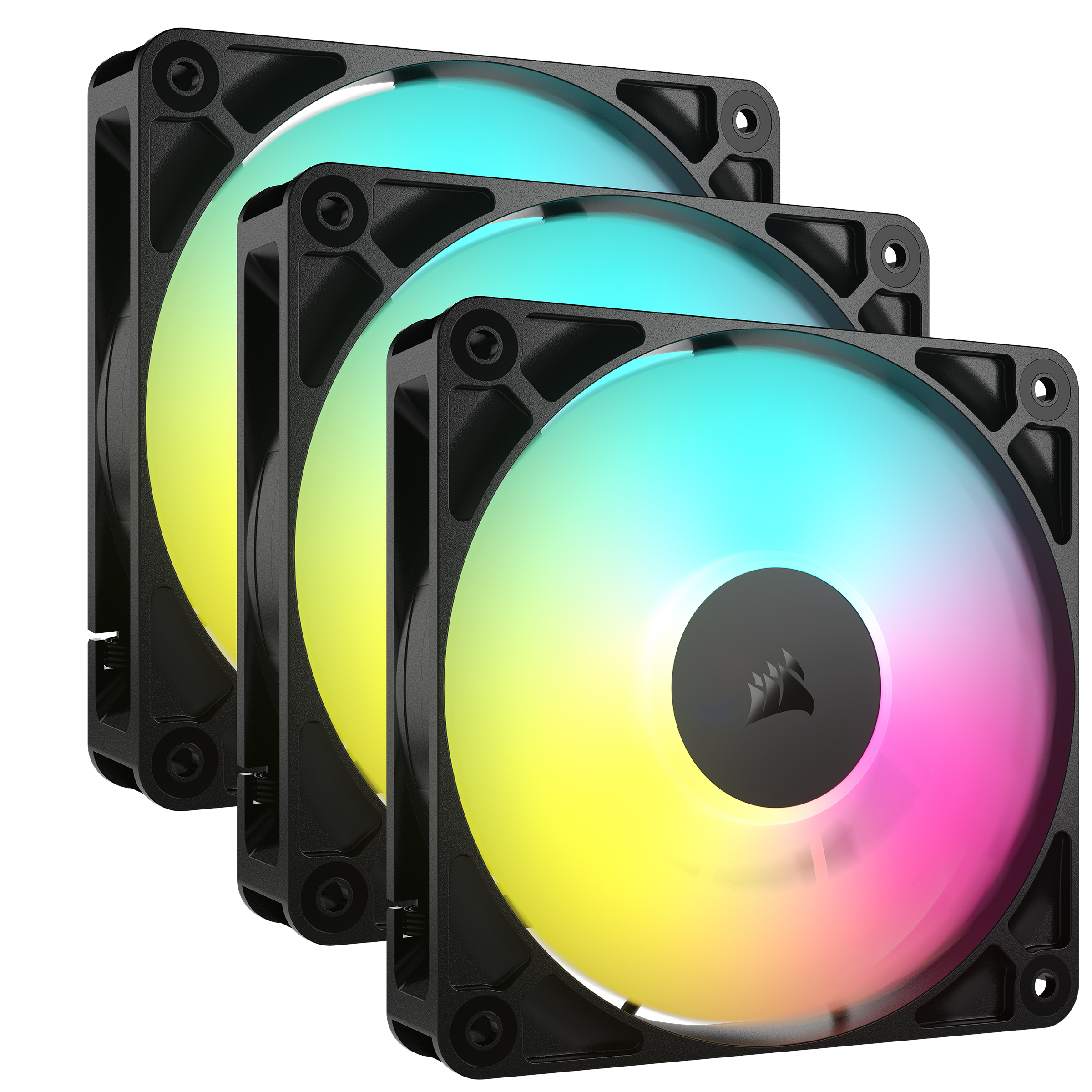 Corsair RS120 ARGB 3-pack - Kabinet køler - 120mm - Sort med RGB LED lys - 36 dBA
