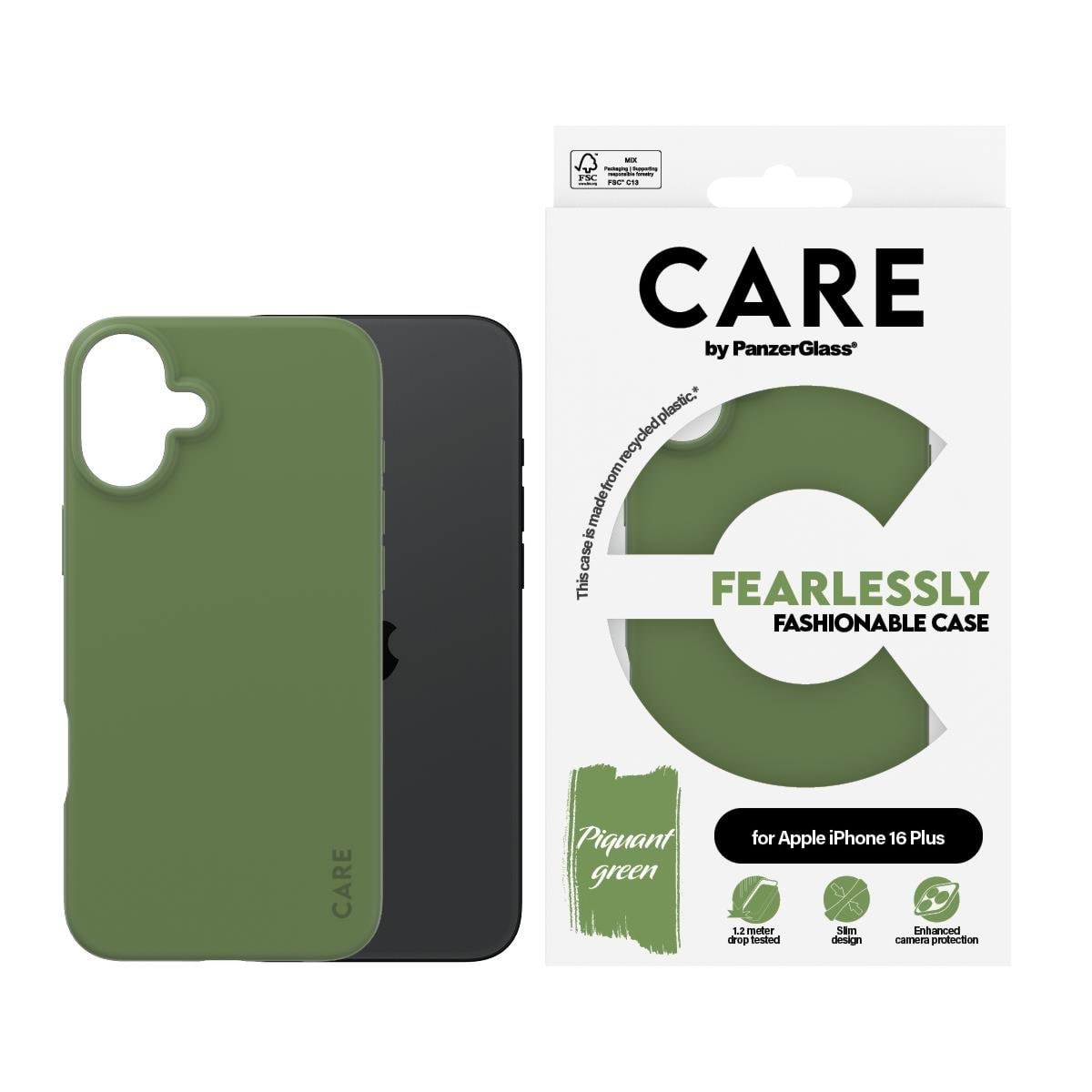 CARE by PanzerGlass Case Fashion Green iPhone 16 Plus Mobilcover PANZER1407
