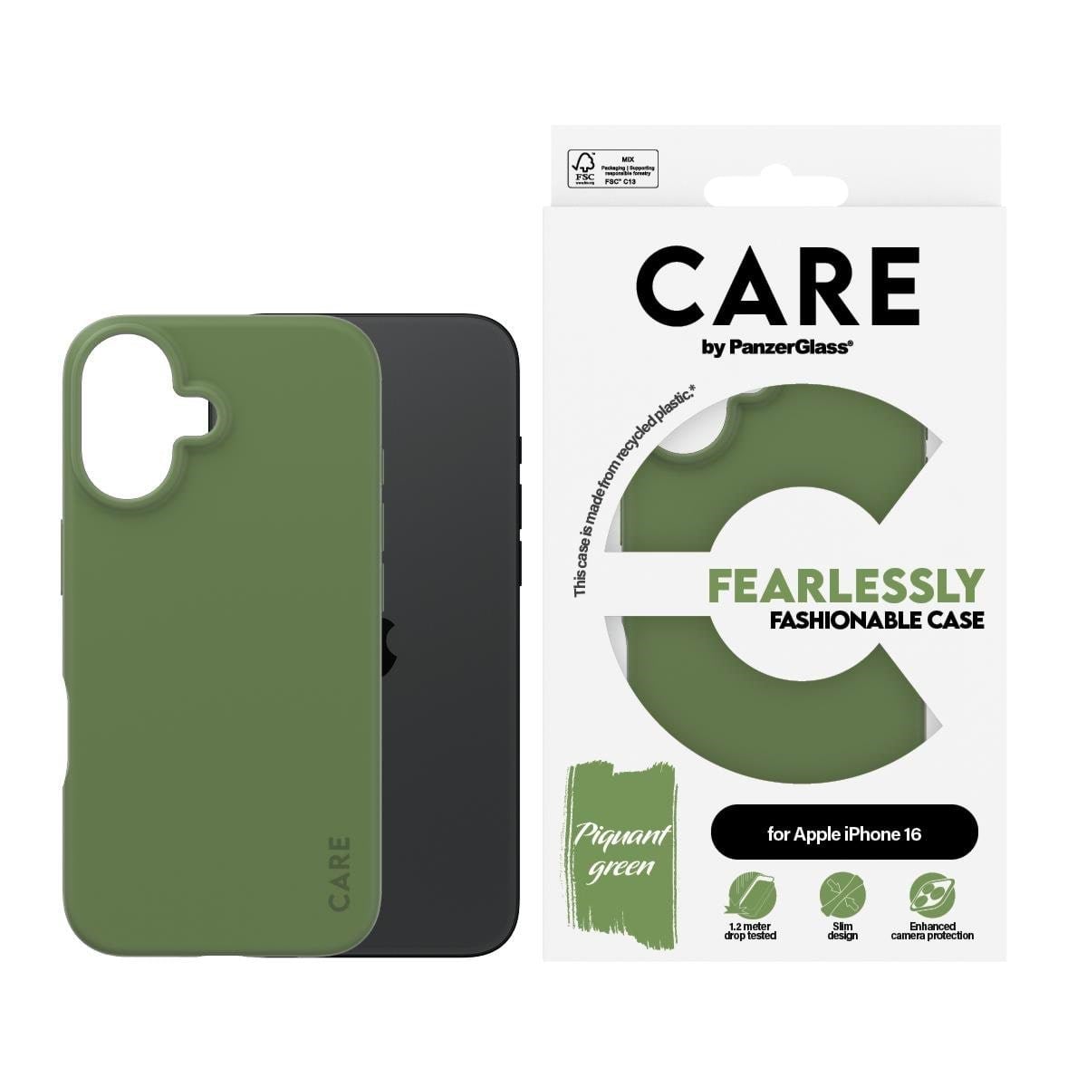 CARE by PanzerGlass Case Fashion Green iPhone 16 Mobilcover PANZER1405