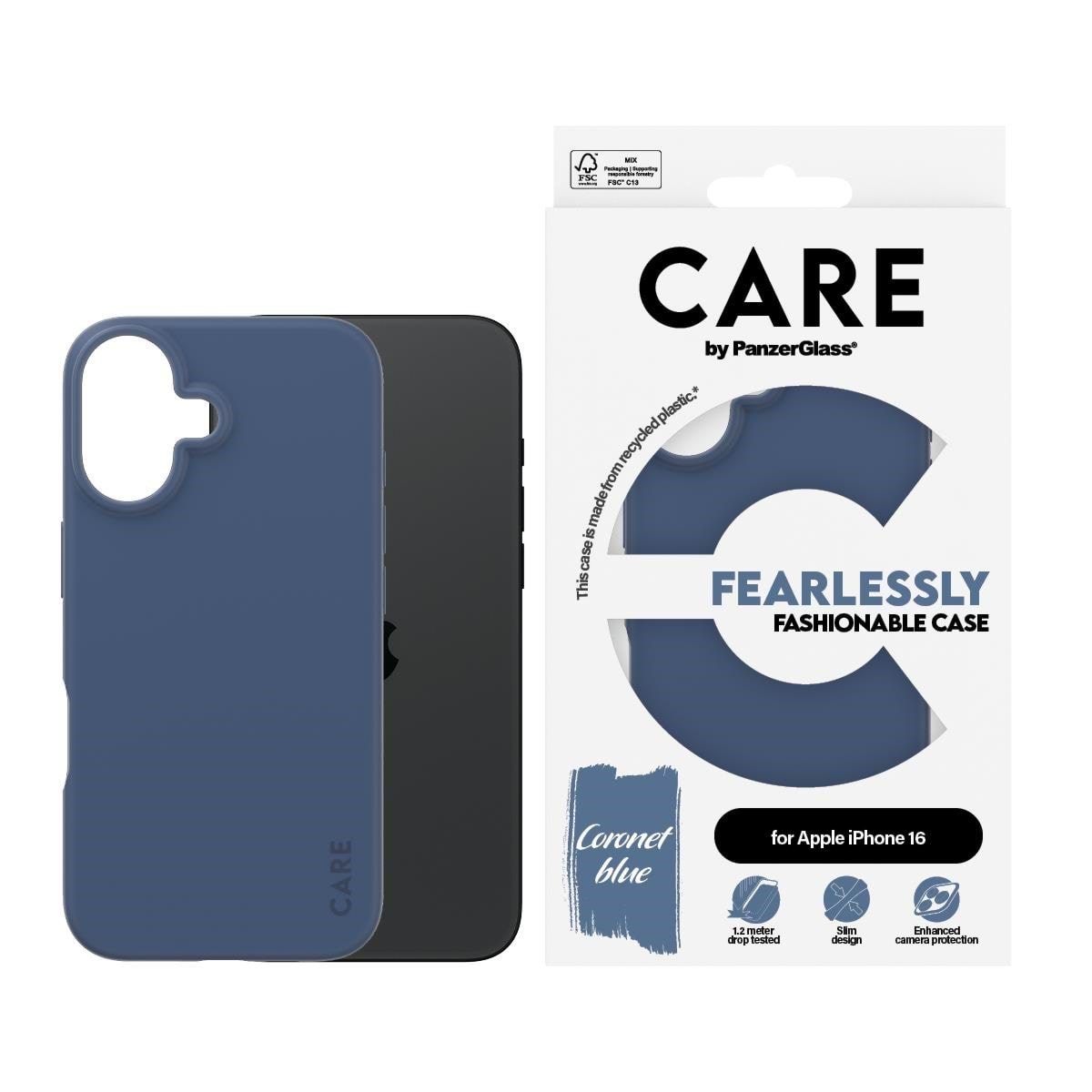 CARE by PanzerGlass Case Fashion Blue iPhone 16 Mobilcover PANZER1401