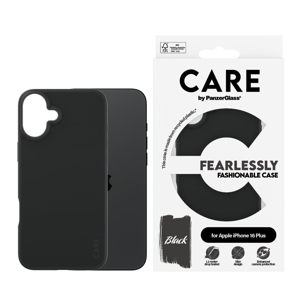 CARE by PanzerGlass Case Fashion Black iPhone 16 Plus Mobilcover PANZER1395