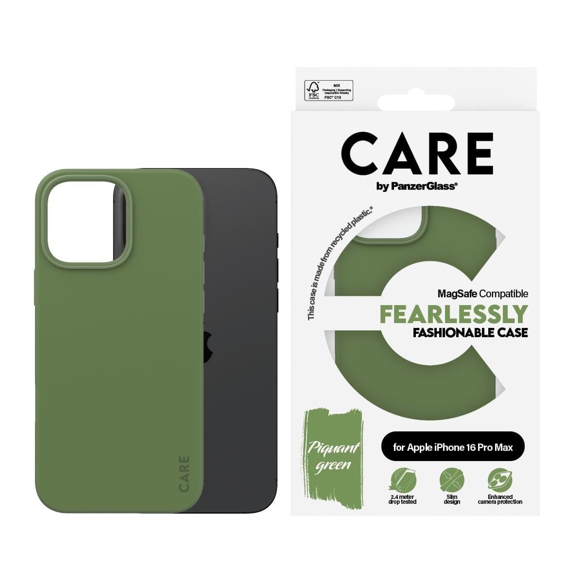 CARE by PanzerGlass Case Fashion Green MagSafe iPhone 16 Pro Max Mobilcover PANZER1388