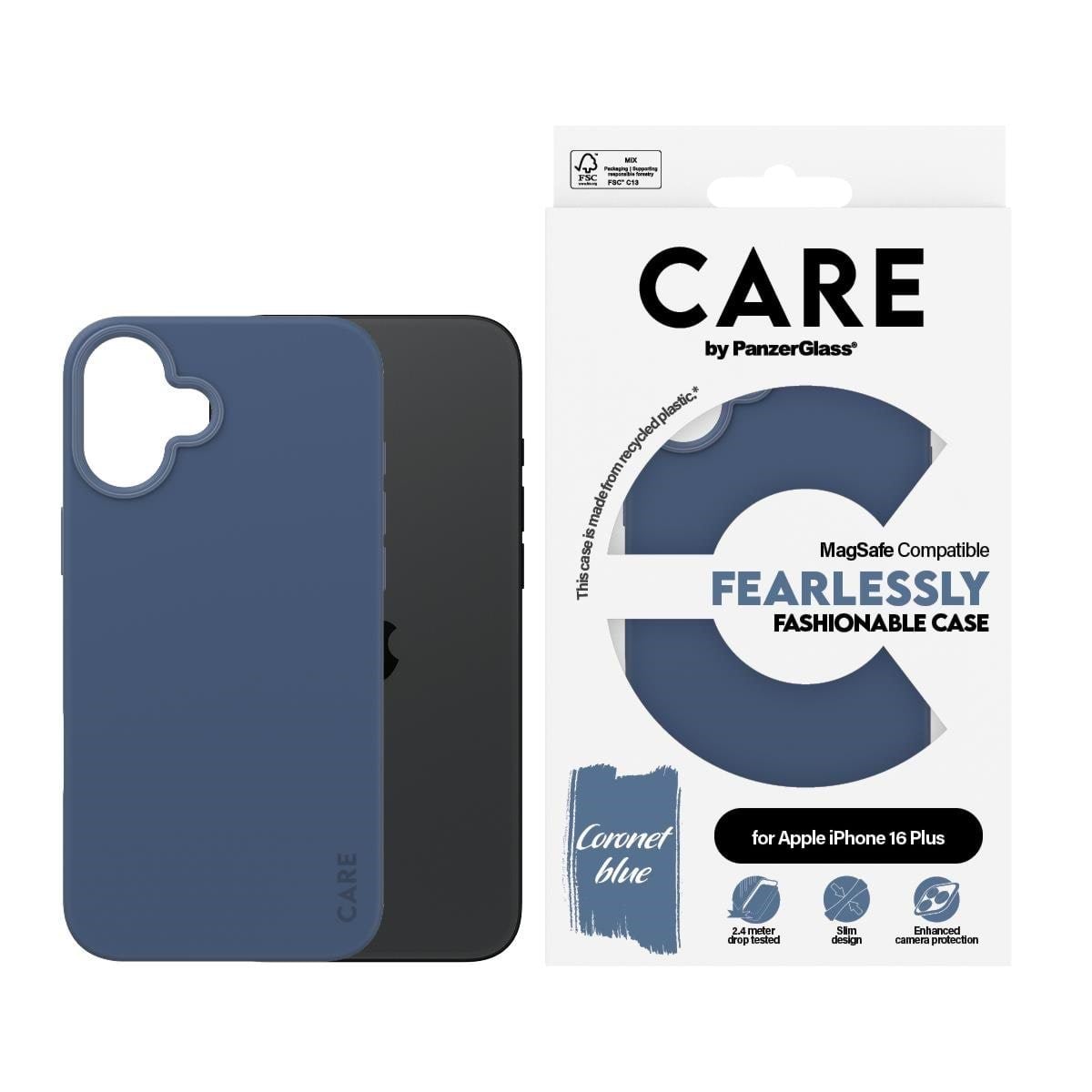 CARE by PanzerGlass Case Fashion Blue MagSafe iPhone 16 Plus Mobilcover PANZER1383