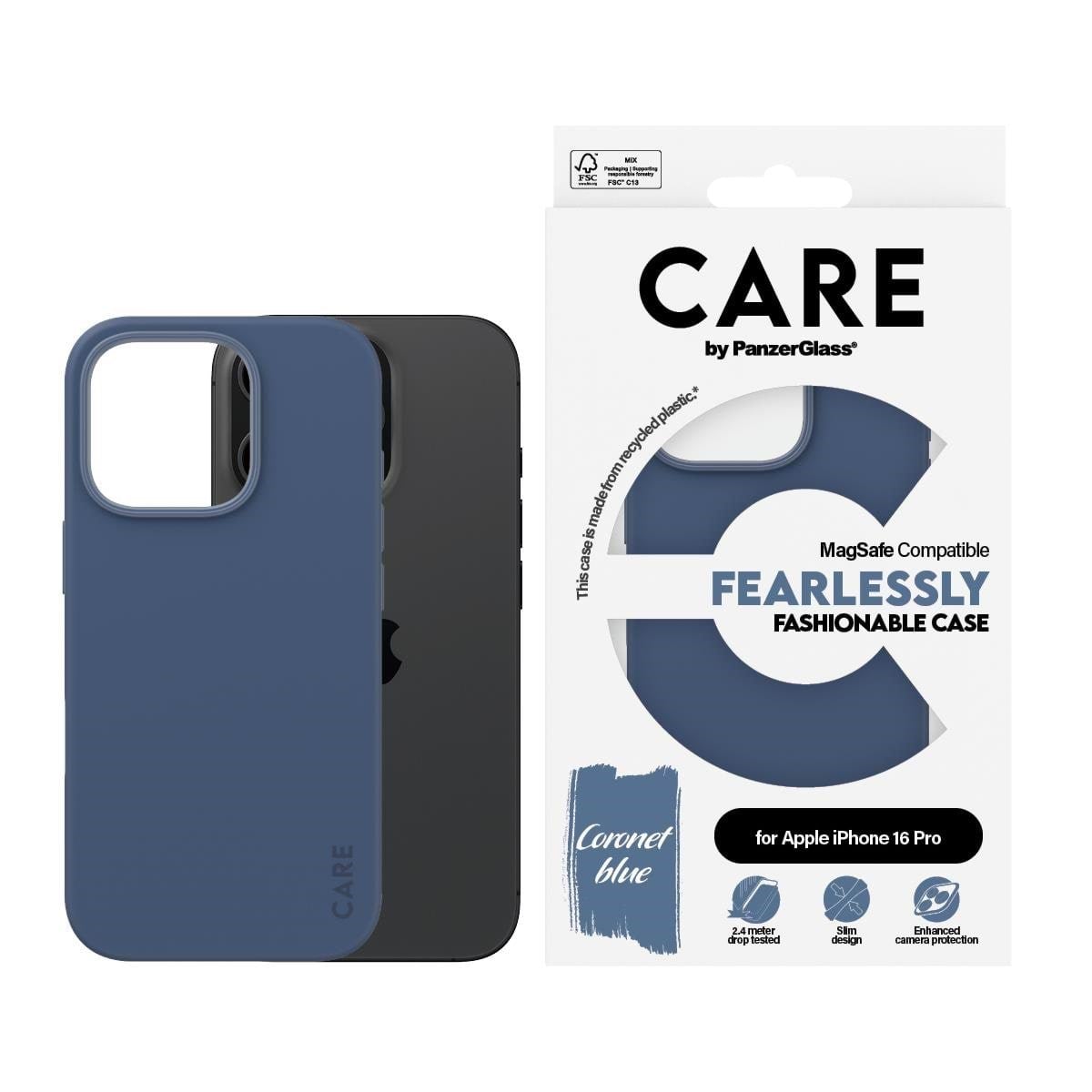 CARE by PanzerGlass Case Fashion Blue MagSafe iPhone 16 Pro Mobilcover PANZER1382
