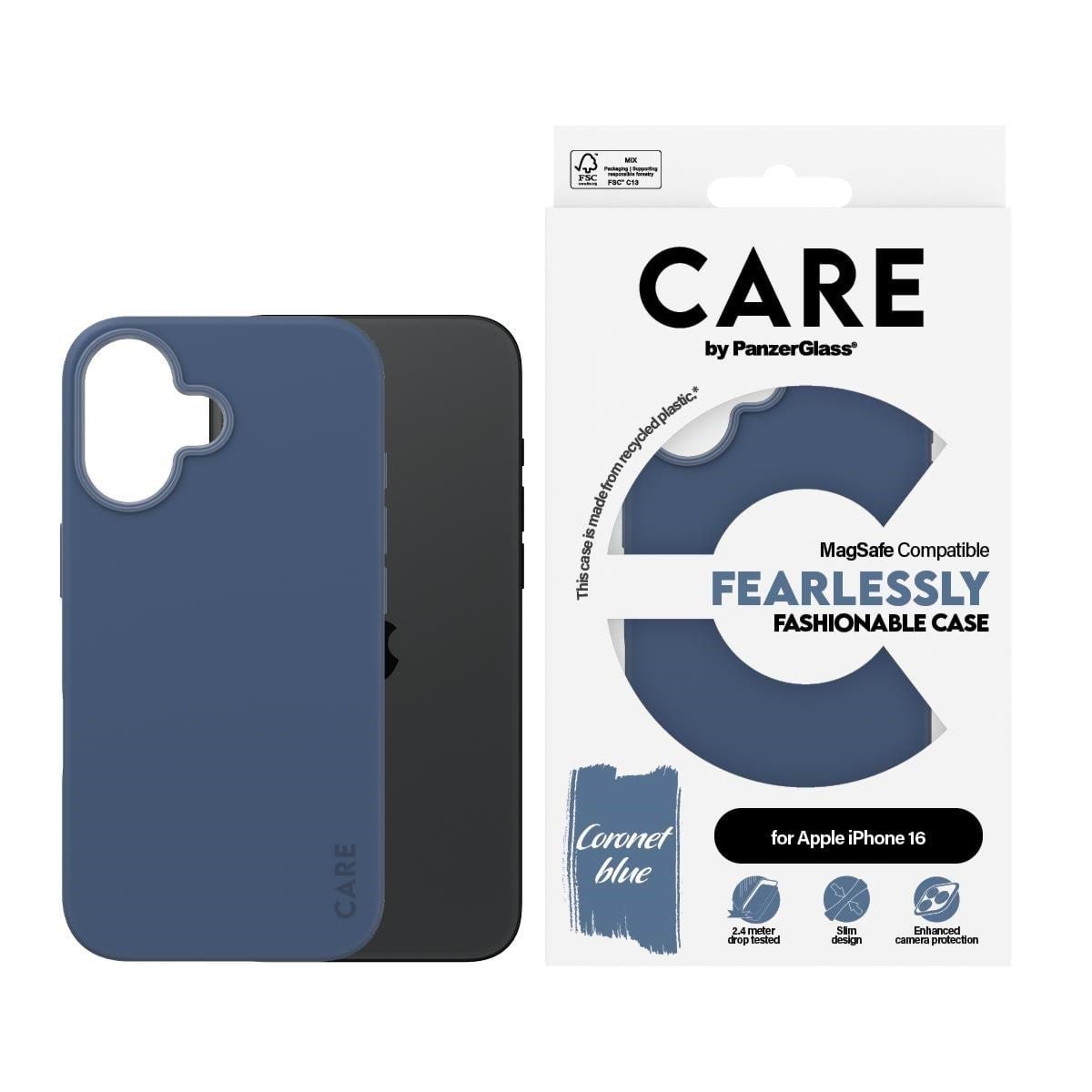 CARE by PanzerGlass Case Fashion Blue MagSafe iPhone 16 Mobilcover PANZER1381
