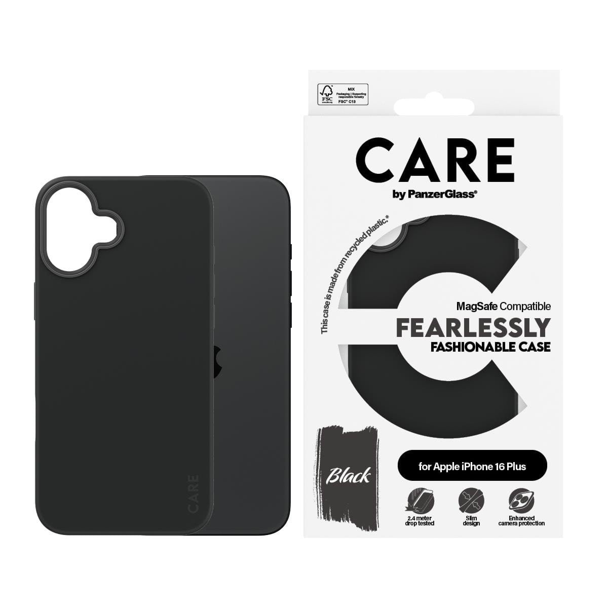 CARE by PanzerGlass Case Fashion Black MagSafe iPhone 16 Plus Mobilcover PANZER1379