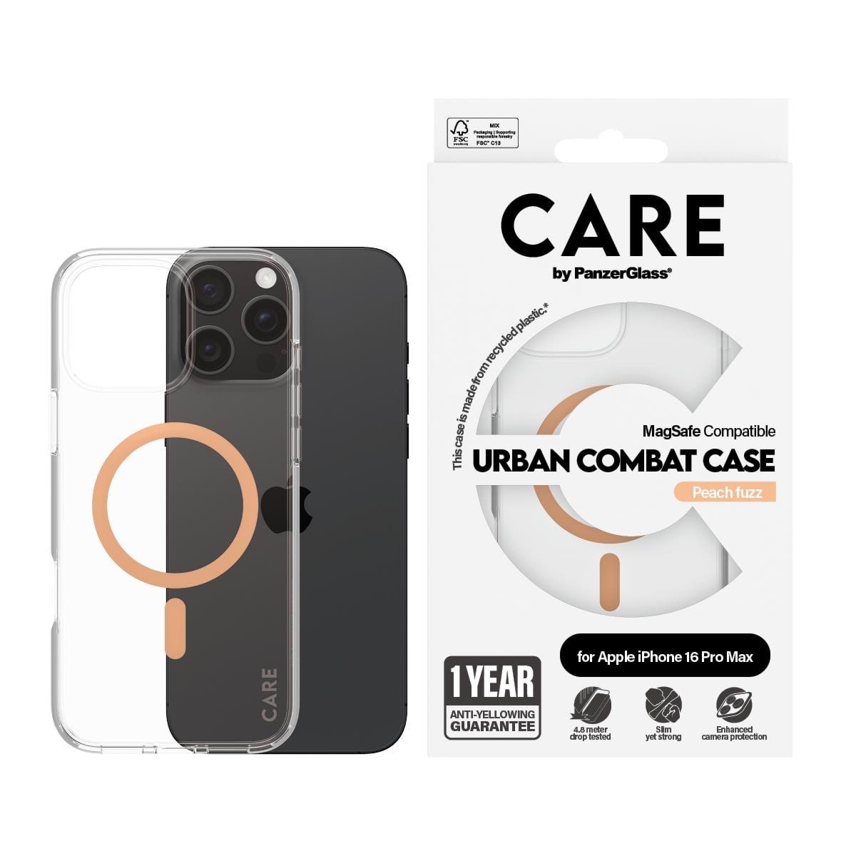 CARE by PanzerGlass Case Flagship Peachy MagSafe iPhone 16 Pro Max Mobilcover PANZER1376