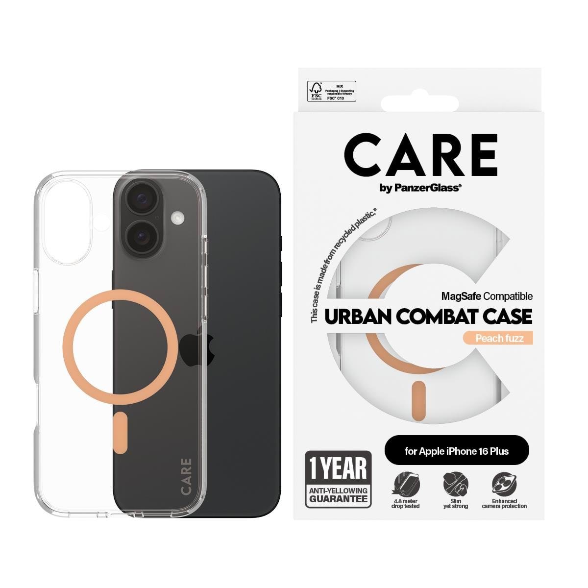 CARE by PanzerGlass Case Flagship Peachy MagSafe iPhone 16 Plus Mobilcover PANZER1375