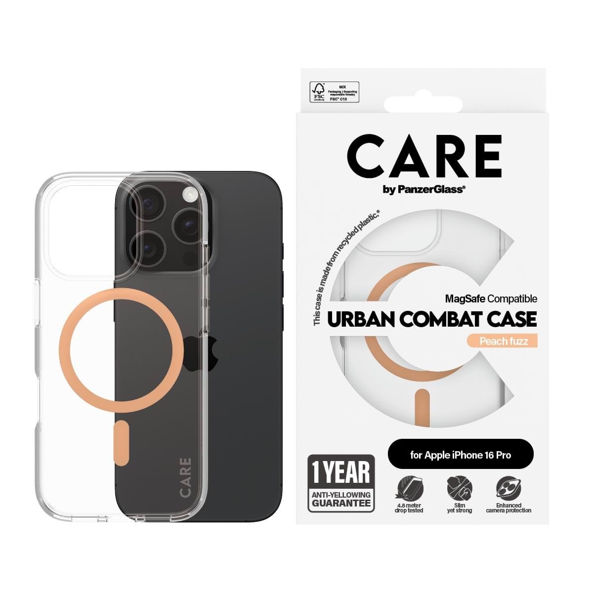 CARE by PanzerGlass Case Flagship Peachy MagSafe iPhone 16 Pro Mobilcover PANZER1374
