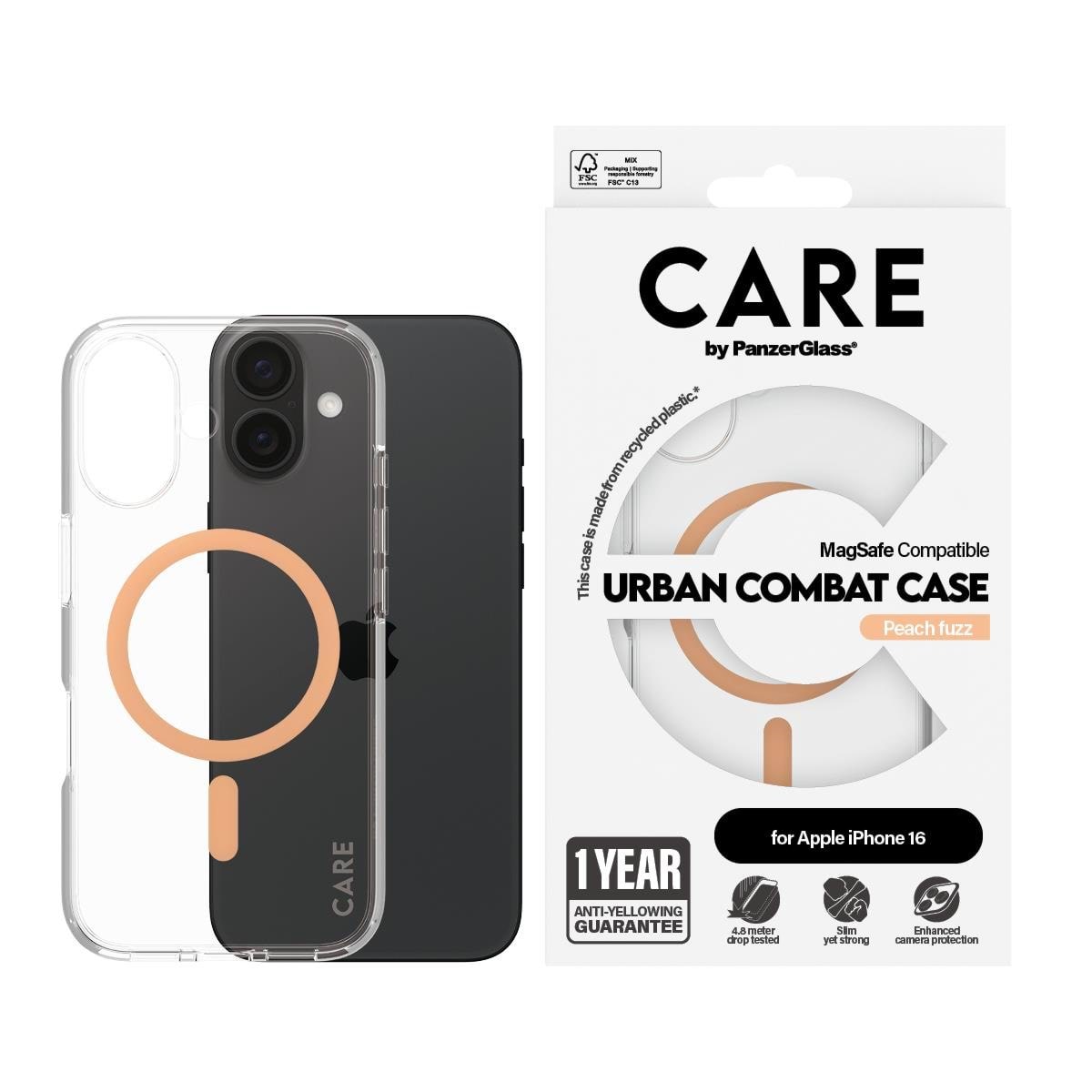 CARE by PanzerGlass Case Flagship Peachy MagSafe iPhone 16 Mobilcover PANZER1373