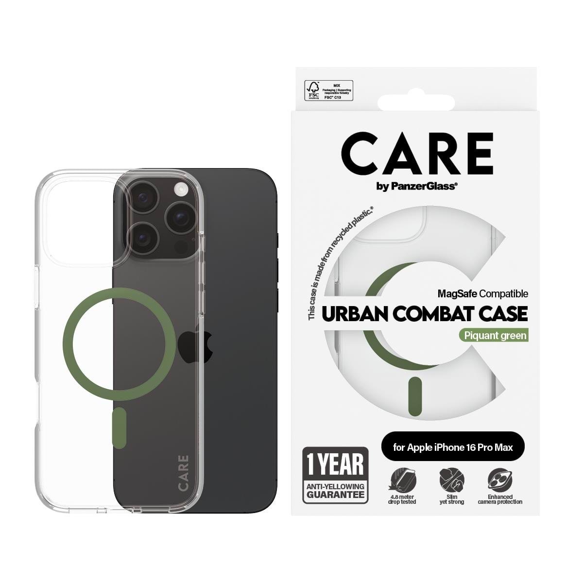 CARE by PanzerGlass Case Flagship Green MagSafe iPhone 16 Pro Max Mobilcover PANZER1372