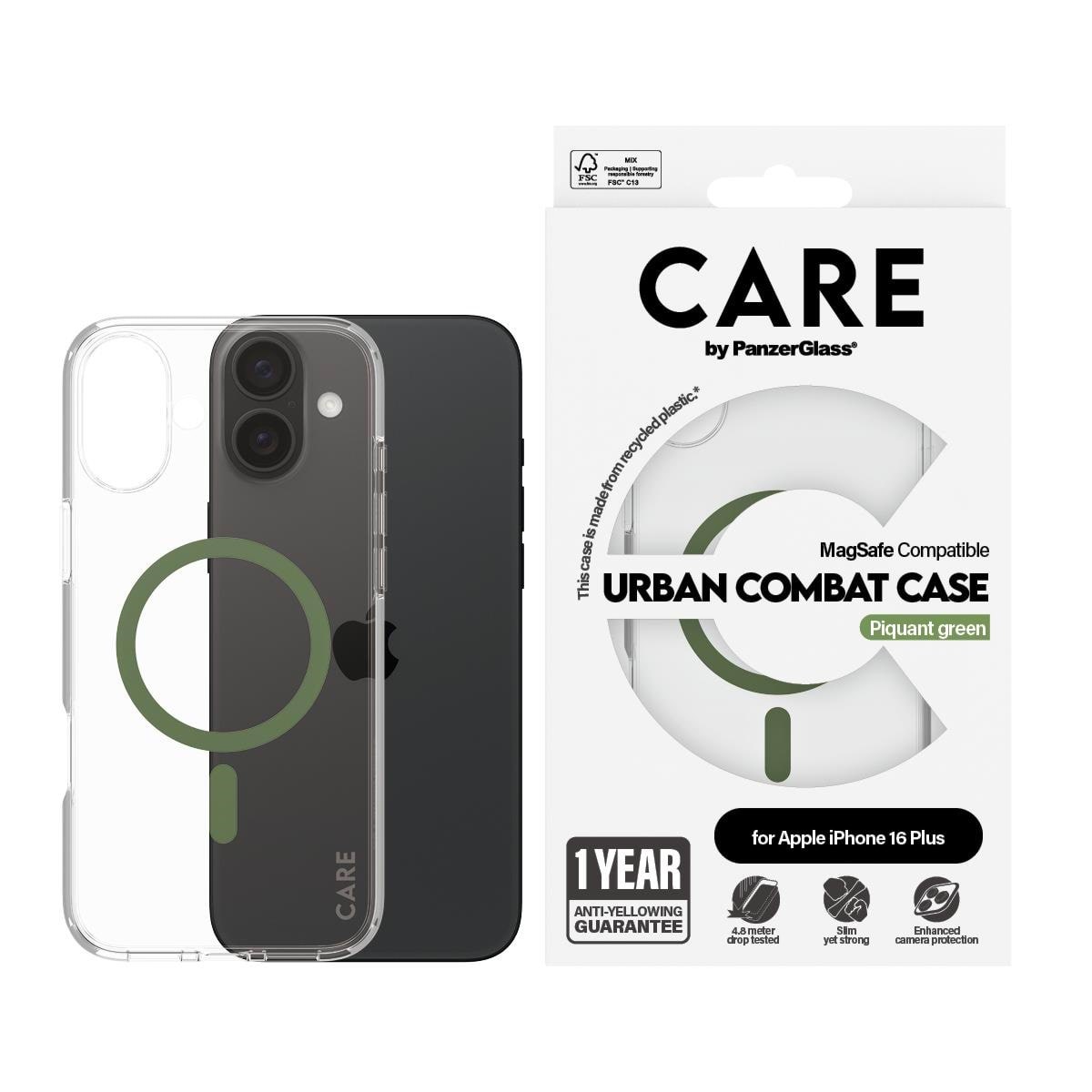 CARE by PanzerGlass Case Flagship Green MagSafe iPhone 16 Plus Mobilcover PANZER1371