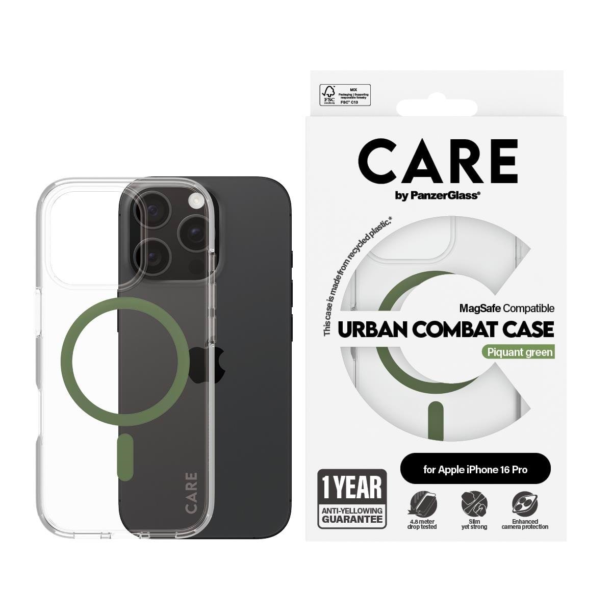 CARE by PanzerGlass Case Flagship Green MagSafe iPhone 16 Pro Mobilcover PANZER1370