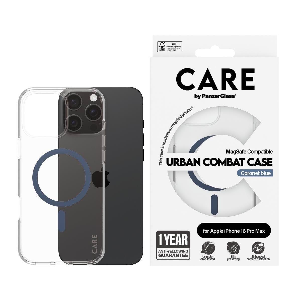 CARE by PanzerGlass Case Flagship Blue MagSafe iPhone 16 Pro Max Mobilcover PANZER1368