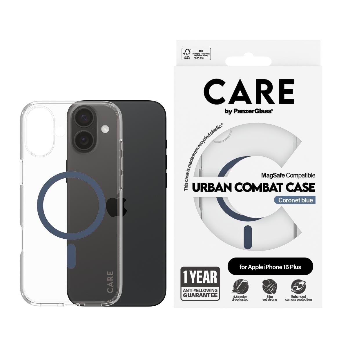 CARE by PanzerGlass Case Flagship Blue MagSafe iPhone 16 Plus Mobilcover PANZER1367
