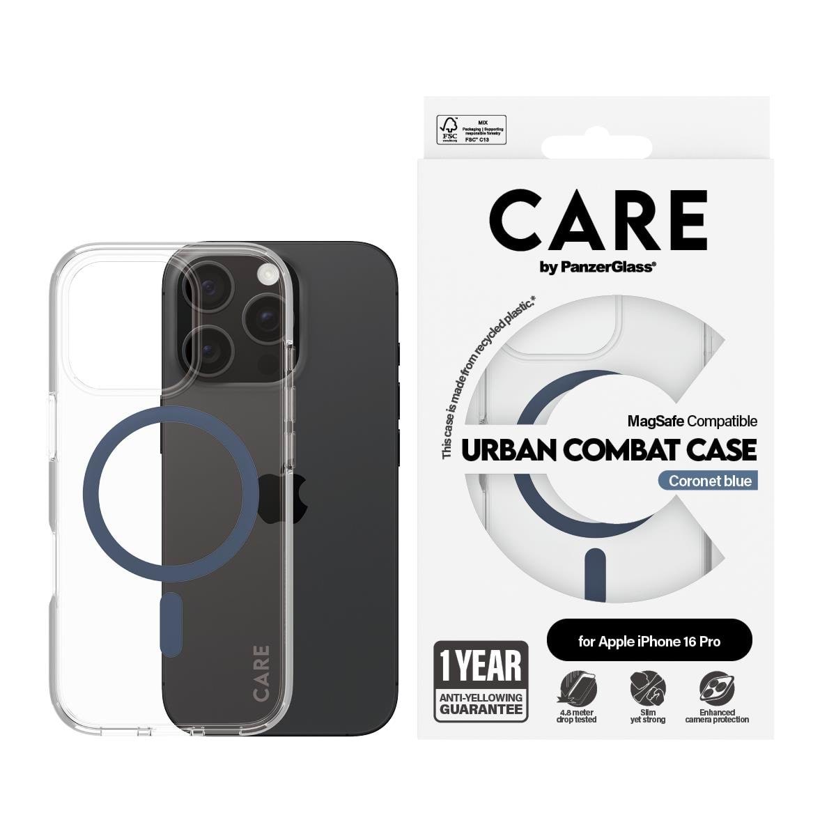 CARE by PanzerGlass Case Flagship Blue MagSafe iPhone 16 Pro Mobilcover PANZER1366