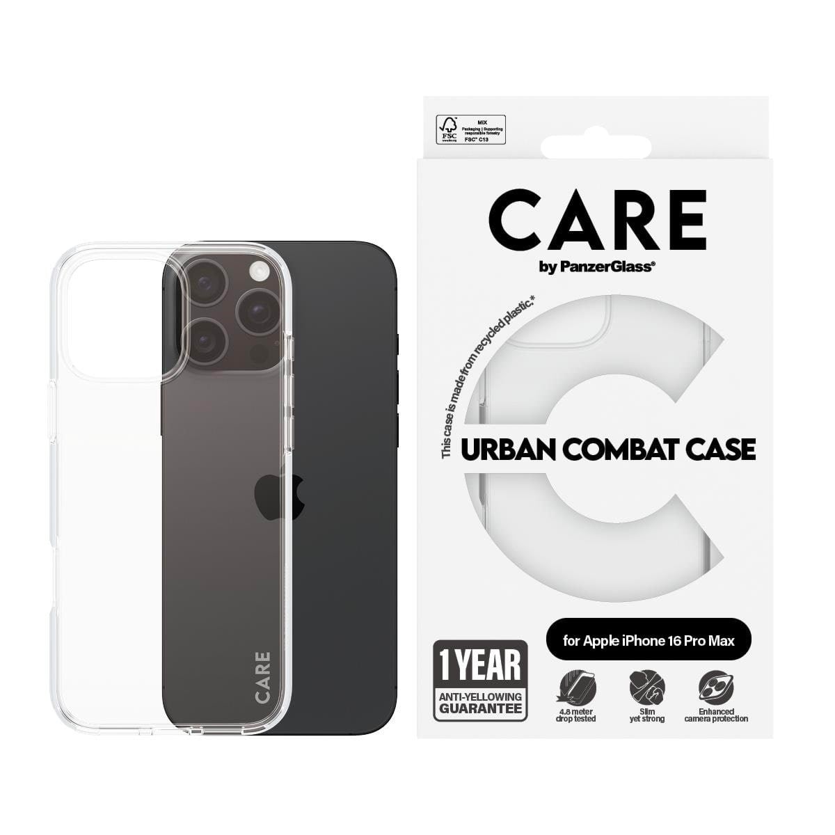 CARE by PanzerGlass Case Flagship Transparent iPhone 16 Pro Max Mobilcover PANZER1356