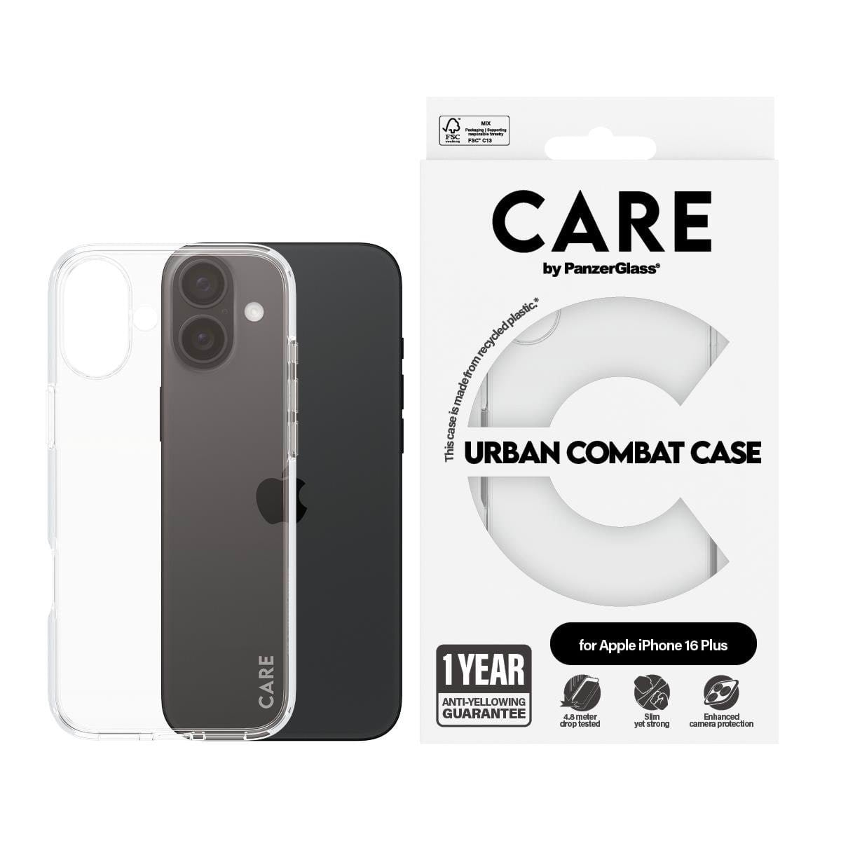 CARE by PanzerGlass Case Flagship Transparent iPhone 16 Plus Mobilcover PANZER1355
