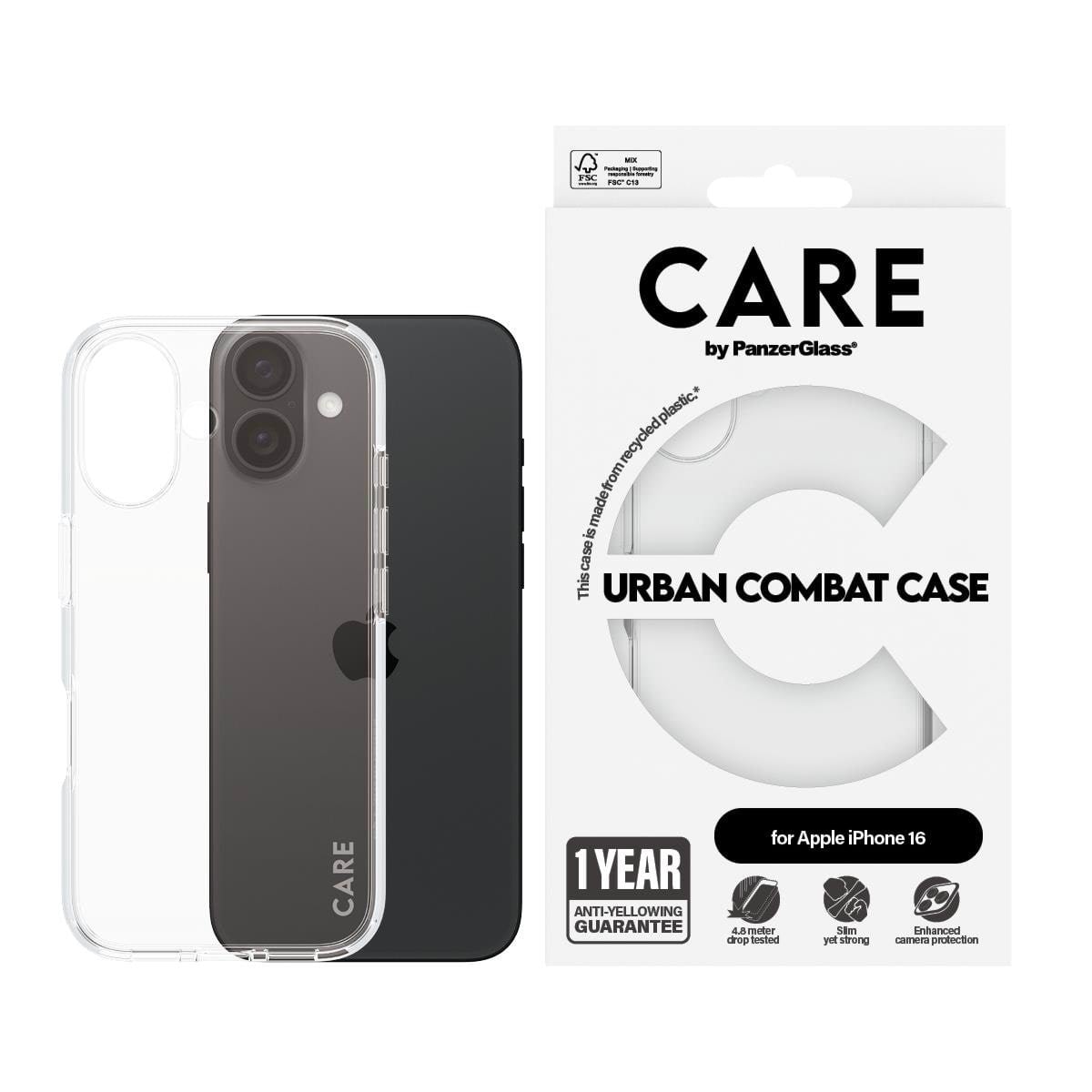 CARE by PanzerGlass Case Flagship Transparent iPhone 16 Mobilcover PANZER1353