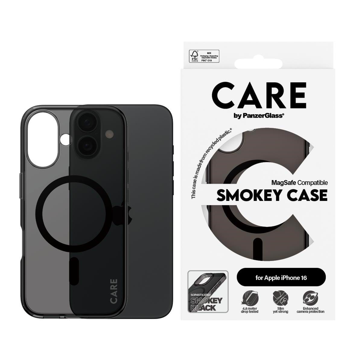 CARE by PanzerGlass Case Flagship Smokey with MagSafe iPhone 16 Mobilcover PANZER1349