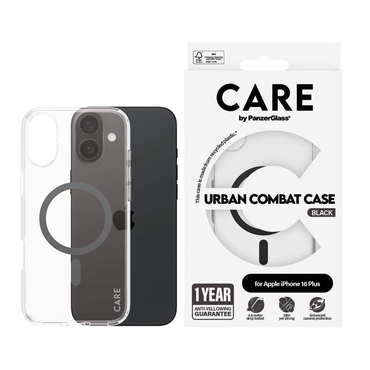 CARE by PanzerGlass Case Flagship Black MagSafe iPhone 16 Plus Mobilcover PANZER1347