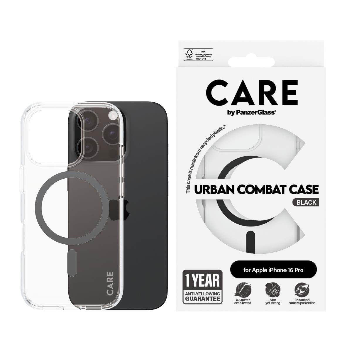 CARE by PanzerGlass Case Flagship Black MagSafe iPhone 16 Pro Mobilcover PANZER1346