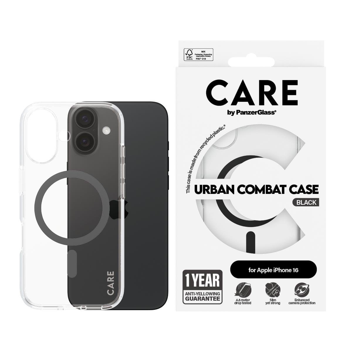 CARE by PanzerGlass Case Flagship Black MagSafe iPhone 16 Mobilcover PANZER1345
